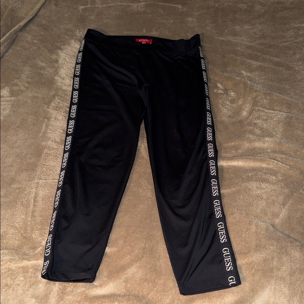 Guess Black Leggings with Side Logo Stripes